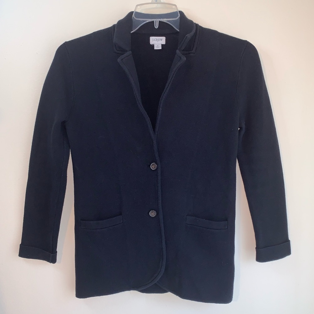 J Crew Women’s Schoolboy Sweater Blazer Size Small Cardigan Black G9309 EUC